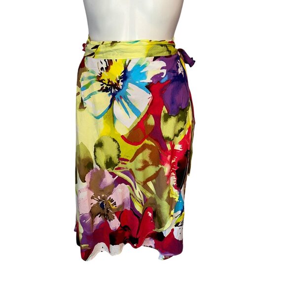 Jams World Flower Splash Wrap Skirt Size Large Made Hawaii Colorful Floral - Picture 1 of 6